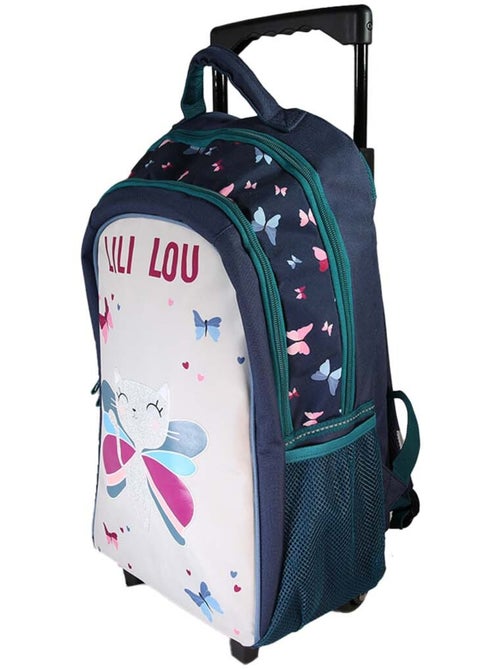 Mochila con ruedas niña Lili Lou beige y azul 2 compartimentos - Kiabi Mochila con ruedas niña Lili Lou beige y azul 2 compartimentos - Kiabi