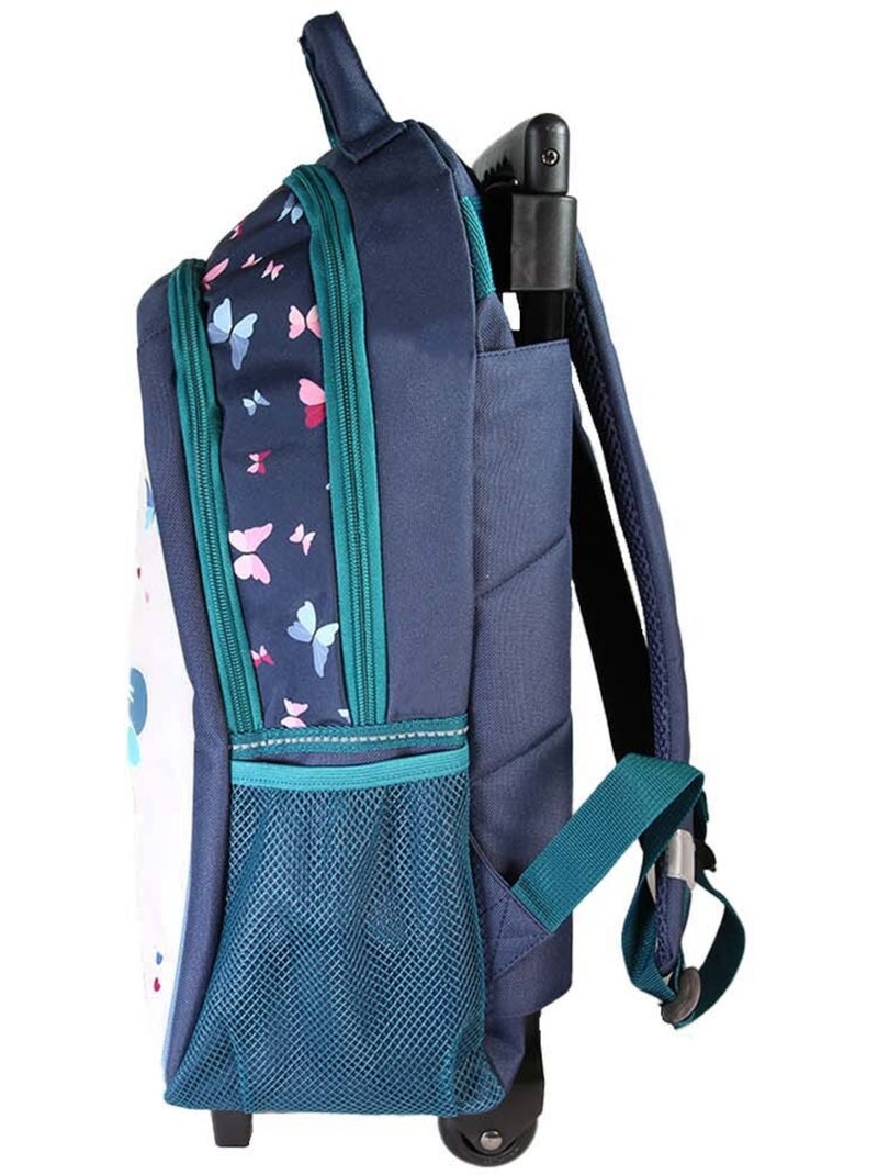 Mochila con ruedas niña Lili Lou beige y azul 2 compartimentos Azul marino - Kiabi