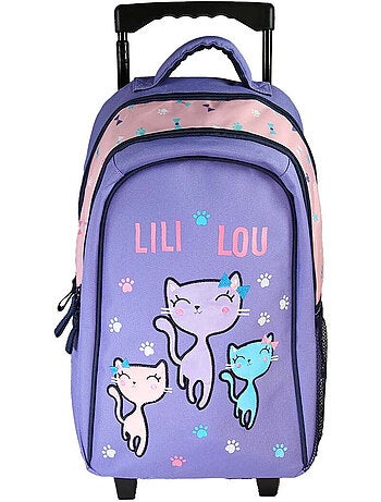 Mochila con ruedas niña Lili Lou violeta y rosa 2 compartimentos