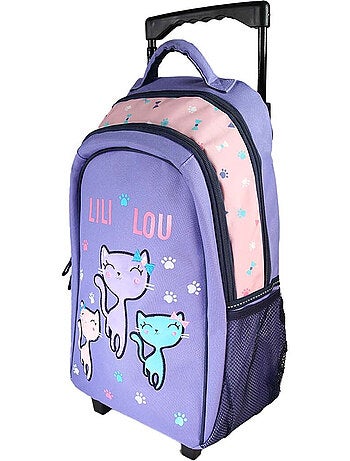Mochila con ruedas niña Lili Lou violeta y rosa 2 compartimentos