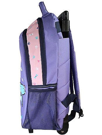 Mochila con ruedas niña Lili Lou violeta y rosa 2 compartimentos
