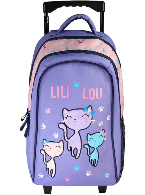Mochila con ruedas niña Lili Lou violeta y rosa 2 compartimentos - Kiabi