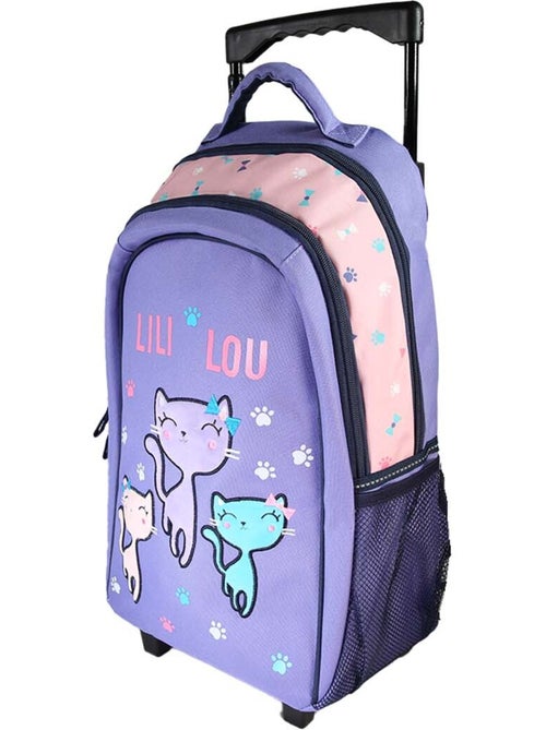 Mochila con ruedas niña Lili Lou violeta y rosa 2 compartimentos - Kiabi
