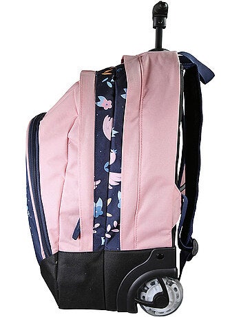 Mochila con ruedas niña Phileas Cisne azul y rosa 2 compartimentos
