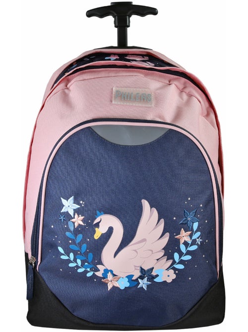 Mochila con ruedas niña Phileas Cisne azul y rosa 2 compartimentos - Kiabi Mochila con ruedas niña Phileas Cisne azul y rosa 2 compartimentos - Kiabi