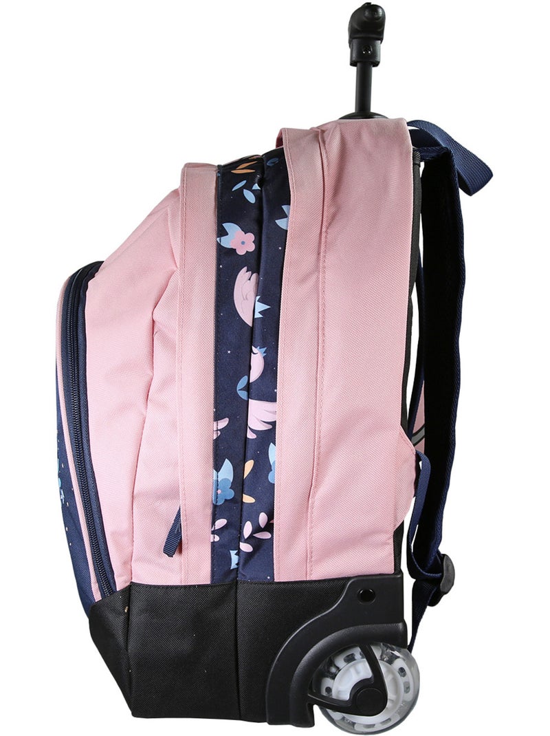 Mochila con ruedas niña Phileas Cisne azul y rosa 2 compartimentos Azul marino - Kiabi