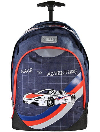 Mochila con ruedas niño Phileas azul y roja 2 compartimentos