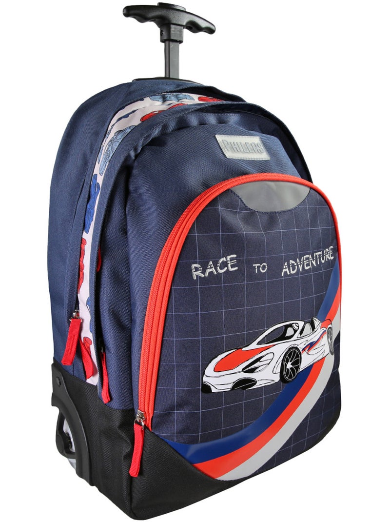 Mochila con ruedas niño Phileas azul y roja 2 compartimentos Azul marino - Kiabi