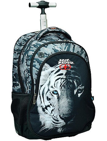 Mochila con ruedas no fear tigre blanco 48 cm - trolley escolar 2 compartimentos