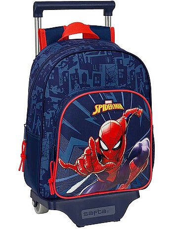 Mochila con ruedas spider-man de lona 28 cm azul marino