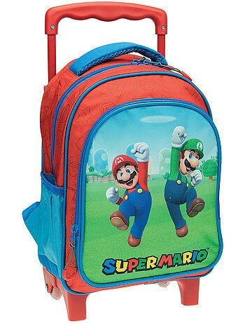 Mochila con ruedas super mario de poliéster estampado 31 cm