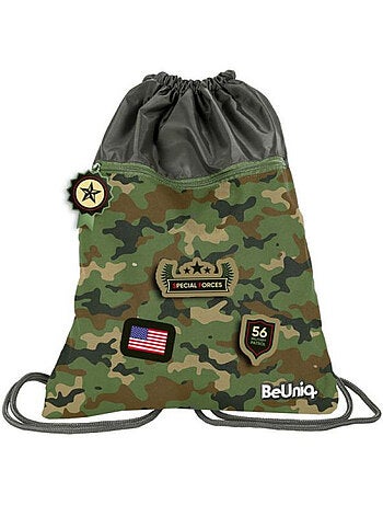 Mochila de cordón estilo militar 45 cm camuflaje marrón – beluniq