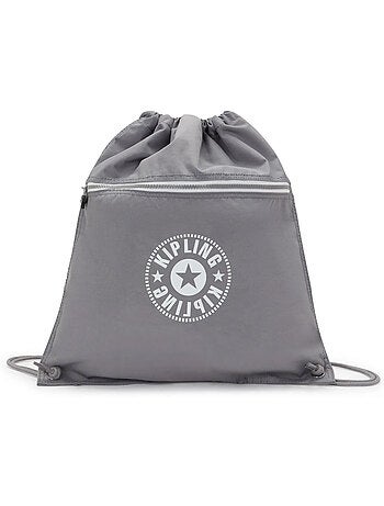 Mochila de cordón supertaboo mono – gris inviting grey – kipling
