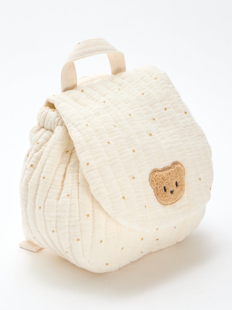 Mochila de gasa de algodón con estampado Beige - Kiabi