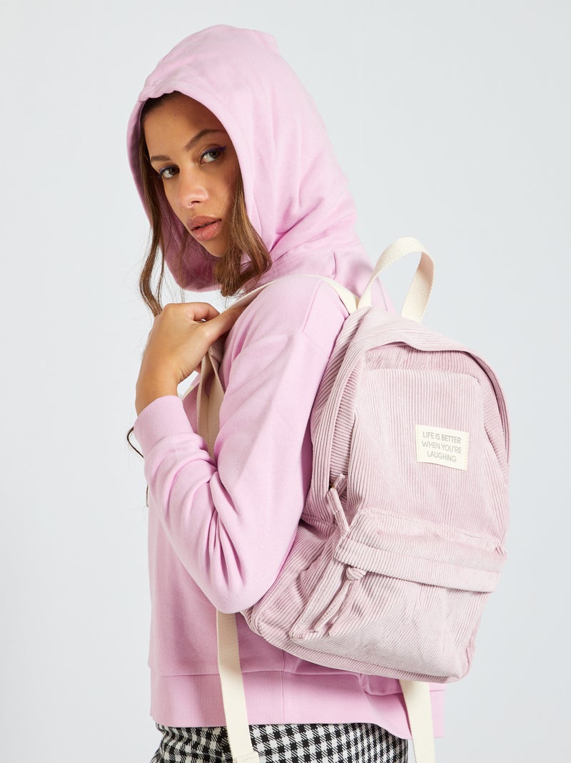 Mochila de terciopelo ROSA - Kiabi