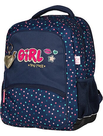 Mochila escolar 2 compartimentos KIP Girl You Rock azul marino