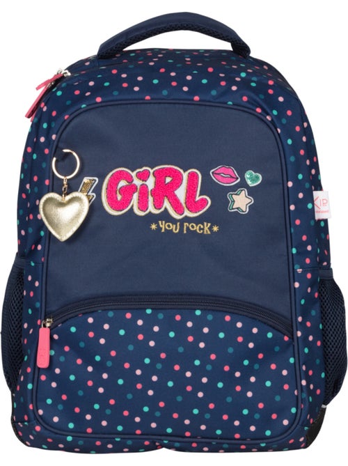Mochila escolar 2 compartimentos KIP Girl You Rock azul marino - Kiabi Mochila escolar 2 compartimentos KIP Girl You Rock azul marino - Kiabi