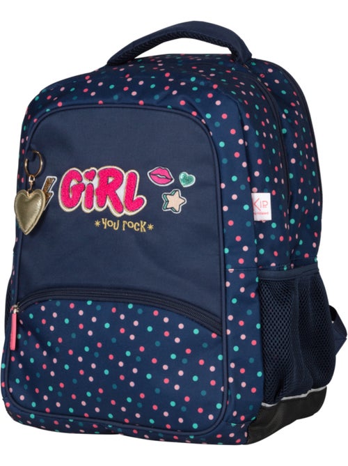 Mochila escolar 2 compartimentos KIP Girl You Rock azul marino - Kiabi Mochila escolar 2 compartimentos KIP Girl You Rock azul marino - Kiabi