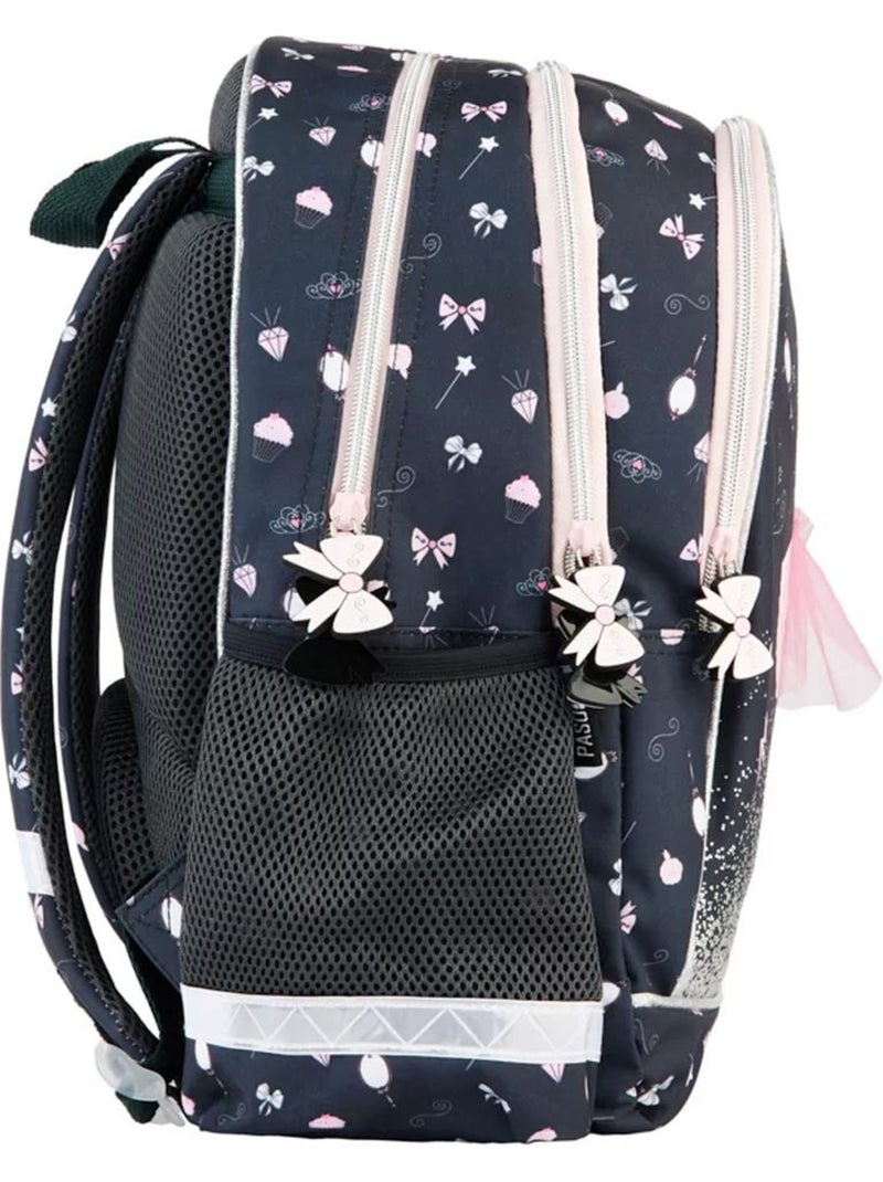 Mochila escolar bailarina de 2 compartimentos 38 cm Negro Rosa - Kiabi
