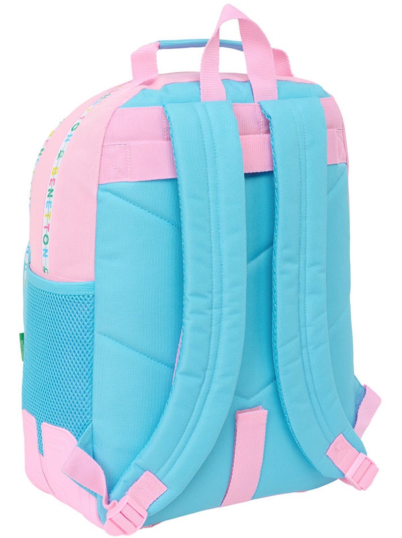 Mochila escolar be benetton 2 compartimentos 42 cm Blanco Rosa Azul - Kiabi