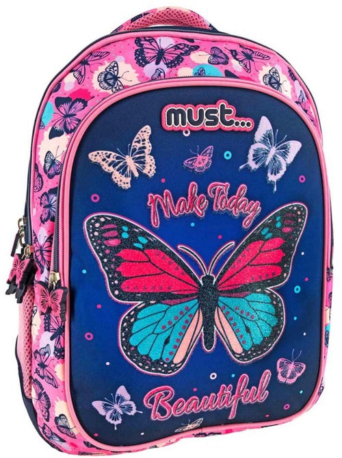 Mochila escolar cmp estampada de mariposas con purpurina - Kiabi Mochila escolar cmp estampada de mariposas con purpurina - Kiabi