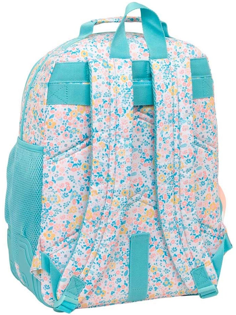 Mochila escolar cmp moos fiori 2 compartimentos 42 x 32 x 15 cm Azul verde claro Gris - Kiabi