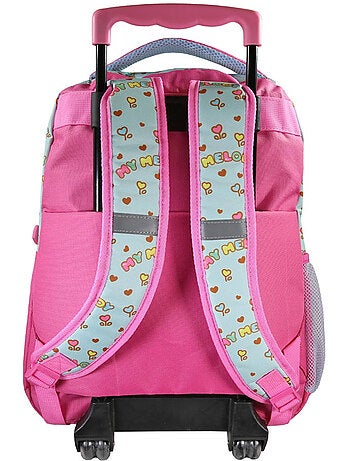 Mochila escolar con ruedas 2 compartimentos MY MELODY Birdy rosa efecto holográfico