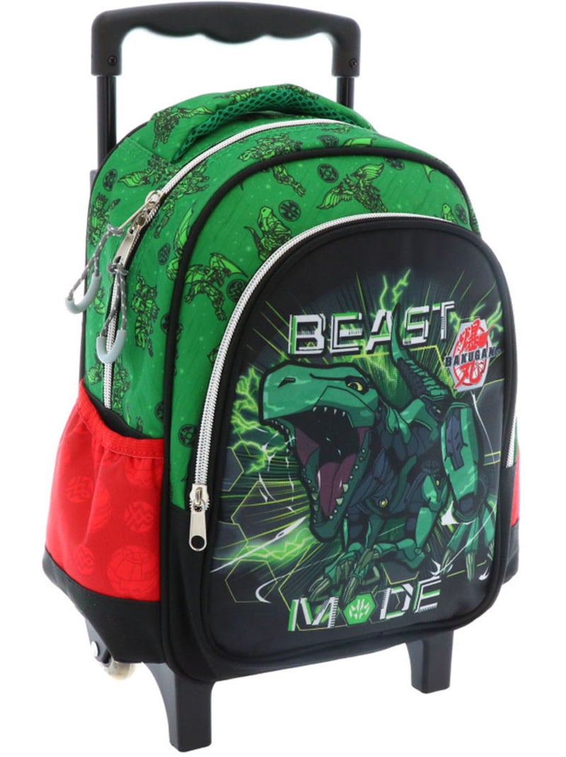 Mochila escolar con ruedas bakugan pvc laminado y asa telescópica Azul verde claro - Kiabi