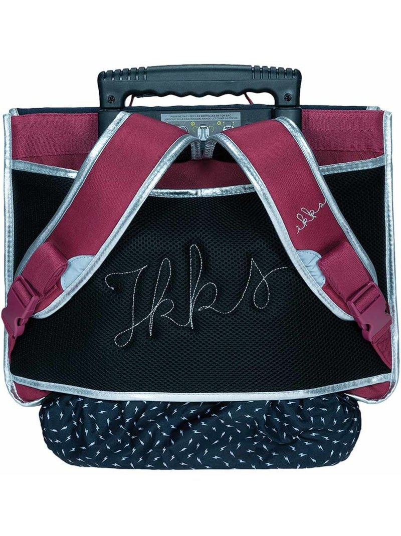Mochila escolar con ruedas de tejido y asa telescópica ikks Azul marino/Gris frío - Kiabi