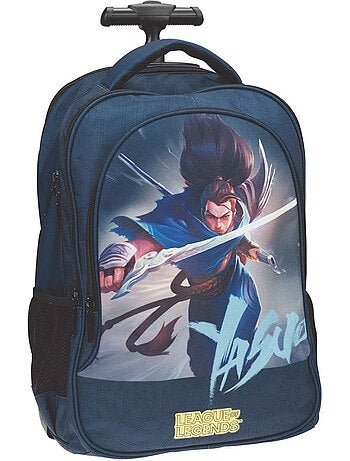 Mochila escolar con ruedas estampado league of legends yasuo de tejido