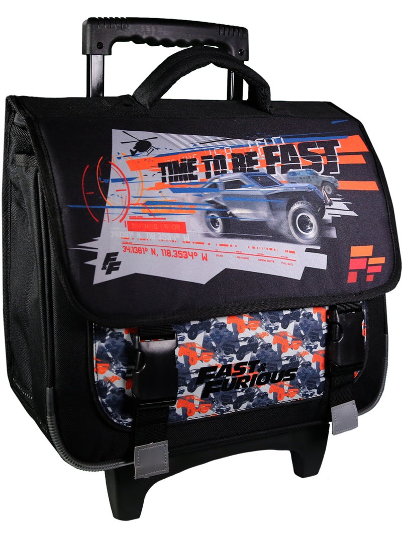 Mochila escolar con ruedas fast and furious – 38 cm Negro - Kiabi