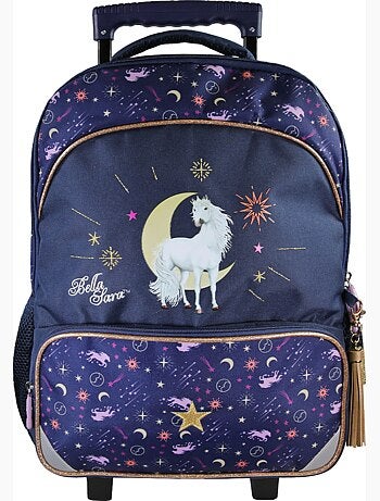Mochila escolar con ruedas niña 2 compartimentos BELLA SARA azul noche