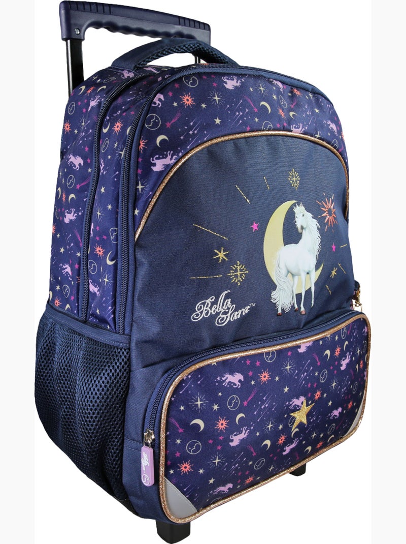 Mochila escolar con ruedas niña 2 compartimentos BELLA SARA azul noche Azul noche - Kiabi