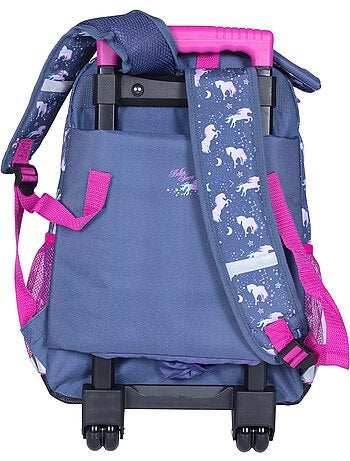 Mochila escolar con ruedas niña 2 compartimentos BELLA SARA azul violeta
