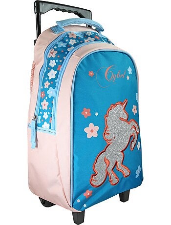 Mochila escolar con ruedas niña Cybel Unicornio azul y rosa 2 compartimentos