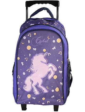 Mochila escolar con ruedas niña Cybel Unicornio violeta 2 compartimentos