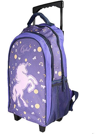 Mochila escolar con ruedas niña Cybel Unicornio violeta 2 compartimentos