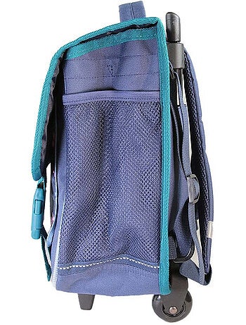 Mochila escolar con ruedas niña Lili Lou 38 cm beige y azul 2 compartimentos