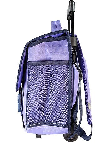 Mochila escolar con ruedas niña Lili Lou 38 cm violeta y rosa 2 compartimentos