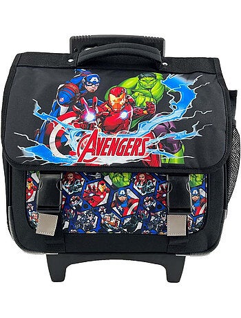 Mochila escolar con ruedas niño Avengers 38 cm negra 2 compartimentos