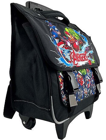 Mochila escolar con ruedas niño Avengers 38 cm negra 2 compartimentos