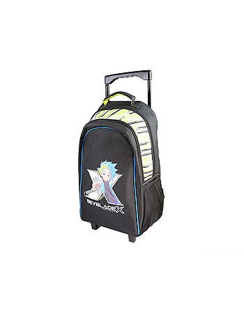 Mochila escolar con ruedas niño Beyblade X 38 cm negra y verde 2 compartimentos