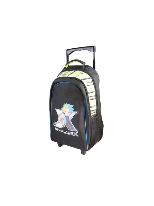 Mochila escolar con ruedas niño Beyblade X 38 cm negra y verde 2 compartimentos - Kiabi
