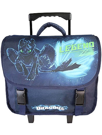 Mochila escolar con ruedas niño Dragones 38 cm azul 2 compartimentos