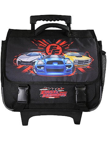 Mochila escolar con ruedas niño Fast & Furious 38 cm negra 2 compartimentos
