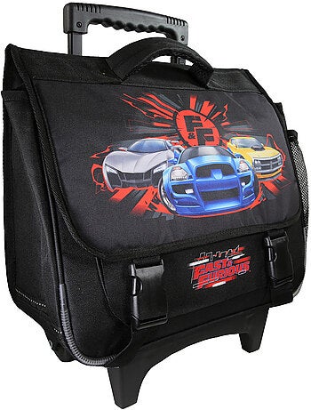 Mochila escolar con ruedas niño Fast & Furious 38 cm negra 2 compartimentos