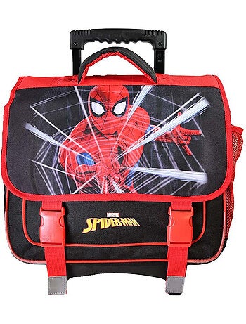 Mochila escolar con ruedas niño Spider-Man 38 cm roja y negra 2 compartimentos