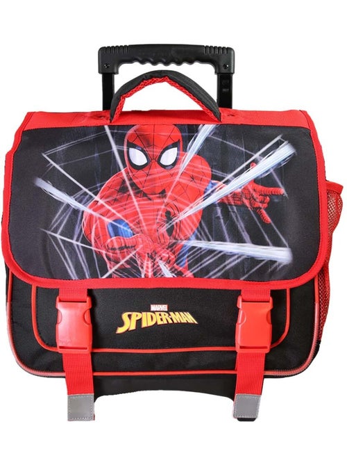 Mochila escolar con ruedas niño Spider-Man 38 cm roja y negra 2 compartimentos - Kiabi