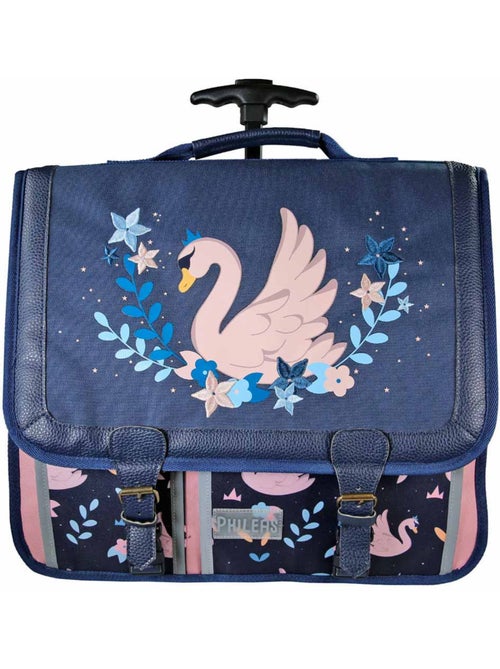 Mochila escolar con ruedas para niña Phileas Cisne de 41 cm – 2 compartimentos – Azul y rosa - Kiabi