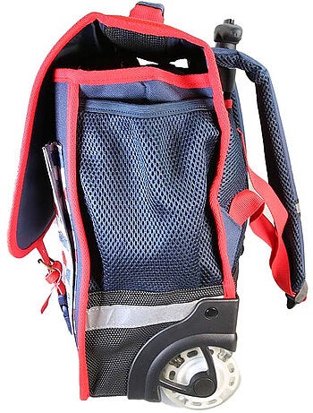 Mochila escolar con ruedas para niño Phileas Coche de 41 cm – 2 compartimentos – Azul y rojo